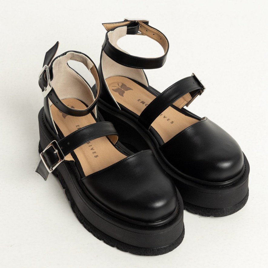 .Pantofi -  Double Belt -  Black 2.0